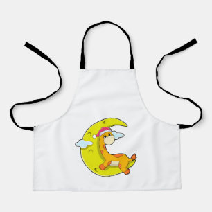 Giraffe at Sleeping with Moon Apron