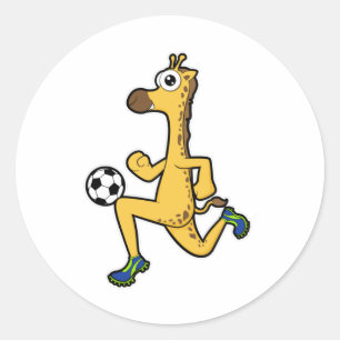 Giraffe at Soccer Sports Classic Round Sticker