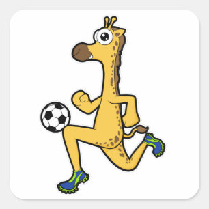 Giraffe at Soccer Sports Square Sticker