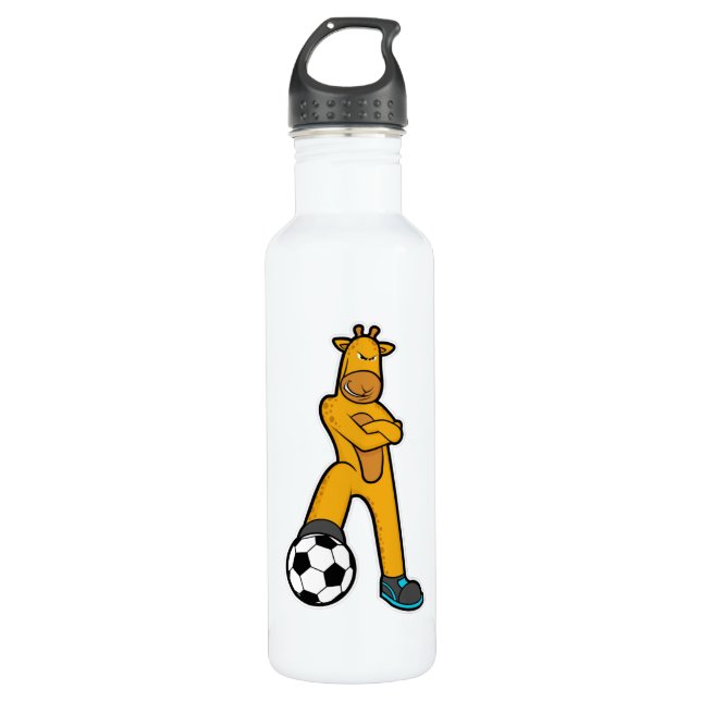 Giraffe at Sports with Soccer ball 710 Ml Water Bottle (Front)