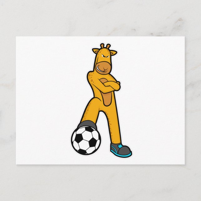 Giraffe at Sports with Soccer ball Postcard (Front)