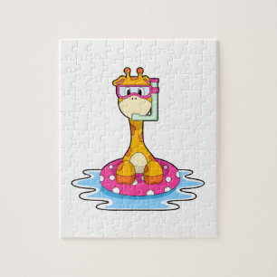 Giraffe at Swimming with Snorkel Jigsaw Puzzle