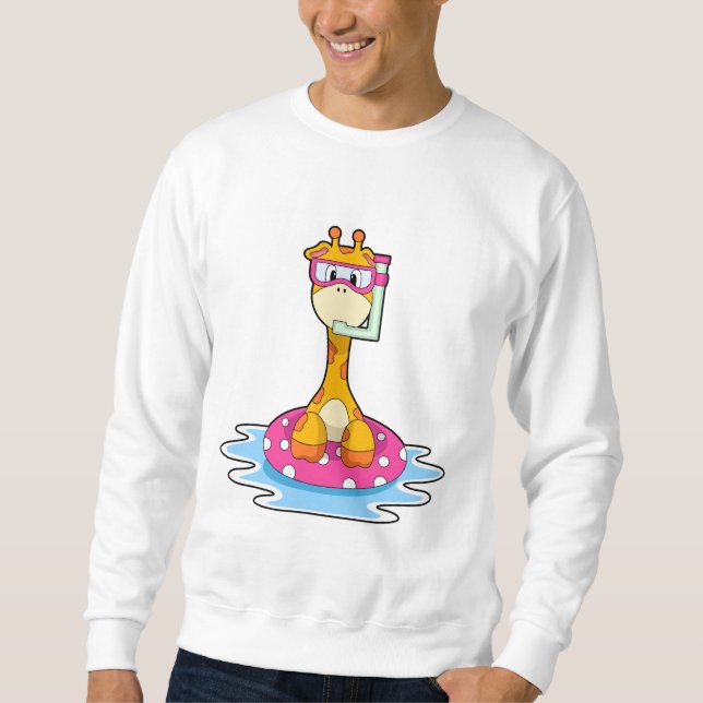 Giraffe at Swimming with Snorkel Sweatshirt (Front)