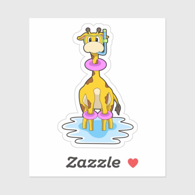 Giraffe at Swimming with Swim ring (Sheet)