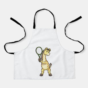 Giraffe at Tennis with Tennis racket Apron