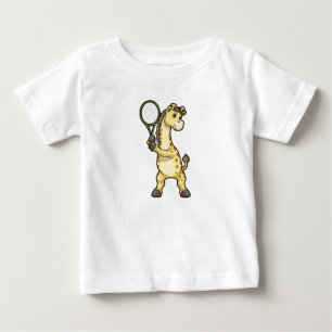 Giraffe at Tennis with Tennis racket Baby T-Shirt