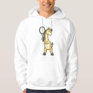 Giraffe at Tennis with Tennis racket Hoodie