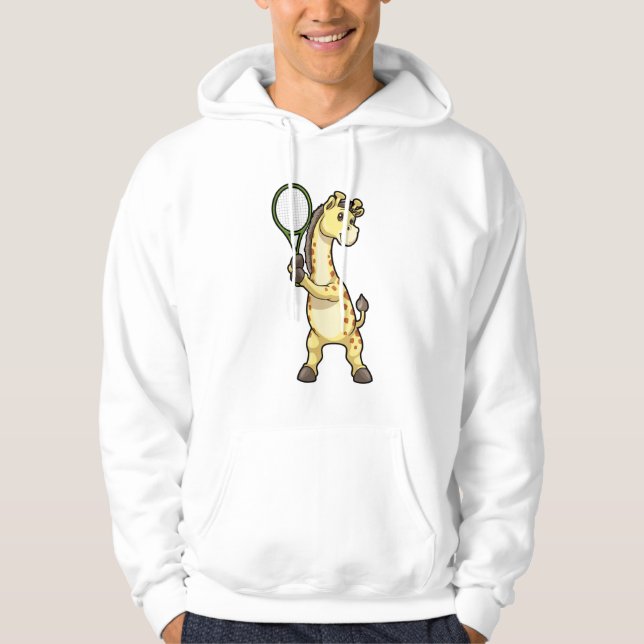 Giraffe at Tennis with Tennis racket Hoodie (Front)