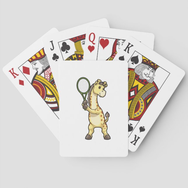 Giraffe at Tennis with Tennis racket Playing Cards (Back)