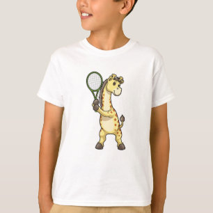 Giraffe at Tennis with Tennis racket T-Shirt