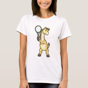 Giraffe at Tennis with Tennis racket T-Shirt