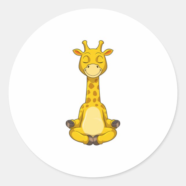 Giraffe at Yoga Meditation Classic Round Sticker (Front)
