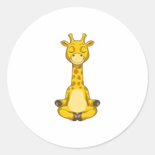 Giraffe at Yoga Meditation Classic Round Sticker