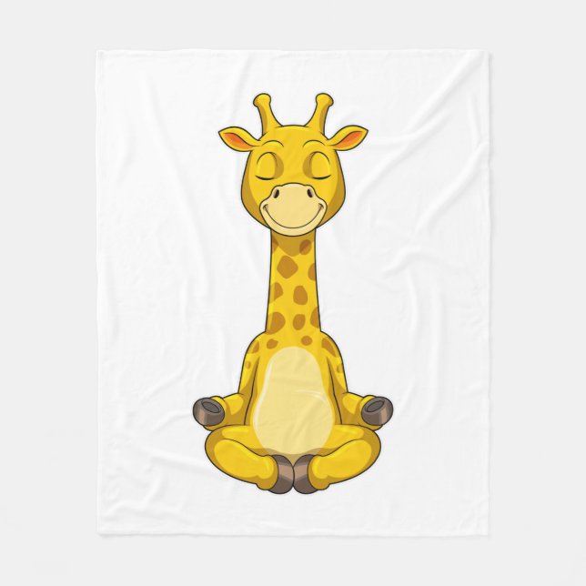 Giraffe at Yoga Meditation Fleece Blanket (Front)
