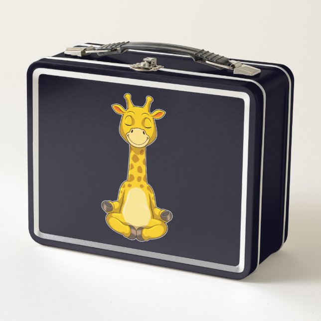 Giraffe at Yoga Meditation Metal Lunch Box (Front)