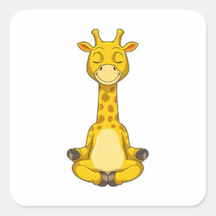 Giraffe at Yoga Meditation Square Sticker