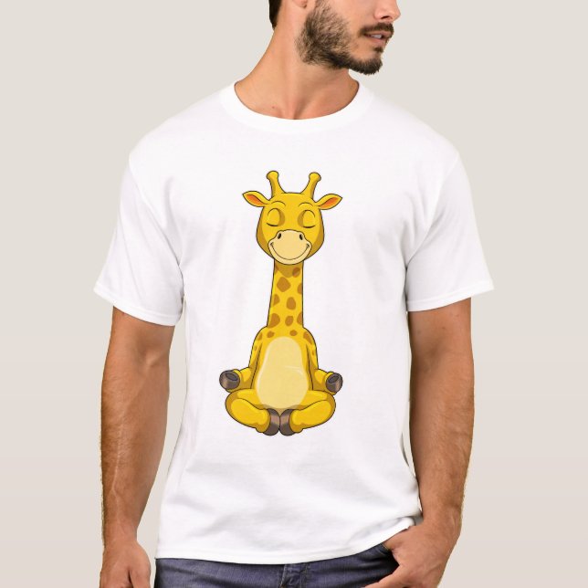 Giraffe at Yoga Meditation T-Shirt (Front)