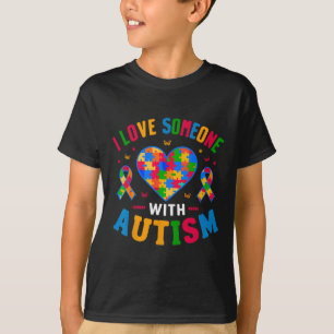 Giraffe Autism Awareness I Love Someone With Autis T-Shirt