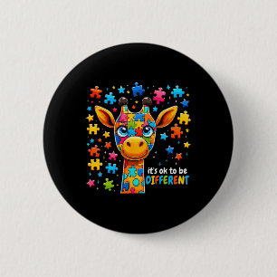 Giraffe Autism Awareness It's Ok To Be Different  6 Cm Round Badge