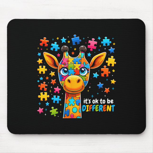 Giraffe Autism Awareness It's Ok To Be Different  Mouse Mat (Front)