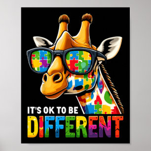 Giraffe Autism Awareness Its Ok To Be Different  Poster