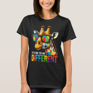 Giraffe Autism Awareness Its Ok To Be Different T-Shirt
