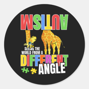 Giraffe Autism Funny Seeing The World From Differe Classic Round Sticker
