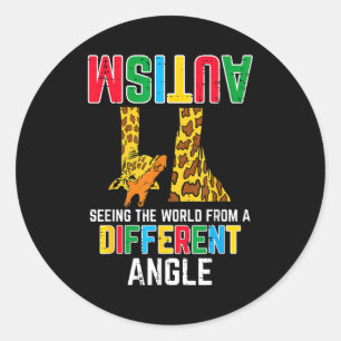 Giraffe Autism Seeing World Different Angle Awaren Classic Round Sticker
