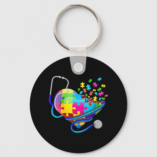 Giraffe Autism Seeing World Different Angle Awaren Key Ring (Front)