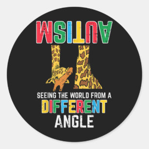 Giraffe Autism Seeing World Different Angle Classic Round Sticker