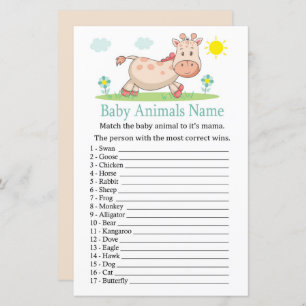Giraffe Baby Animals Name Game