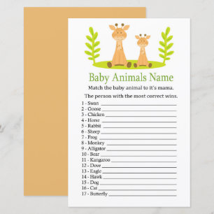 Giraffe Baby Animals Name Game