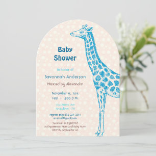 Giraffe Baby Boy Shower Invitations