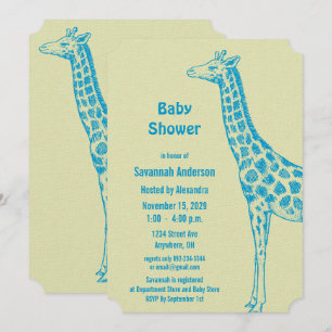 Giraffe Baby Boy Shower Invitations