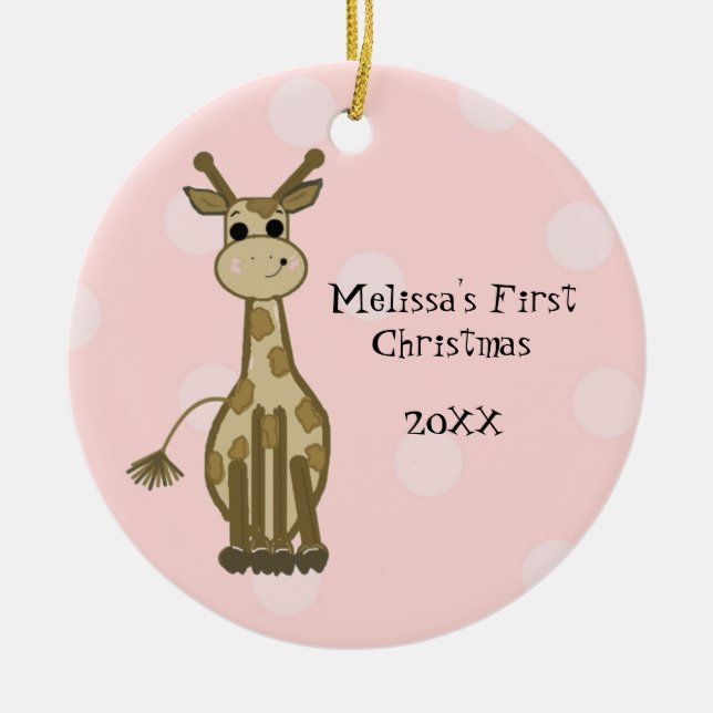 Giraffe Baby First Christmas Ceramic Tree Decoration (Front)