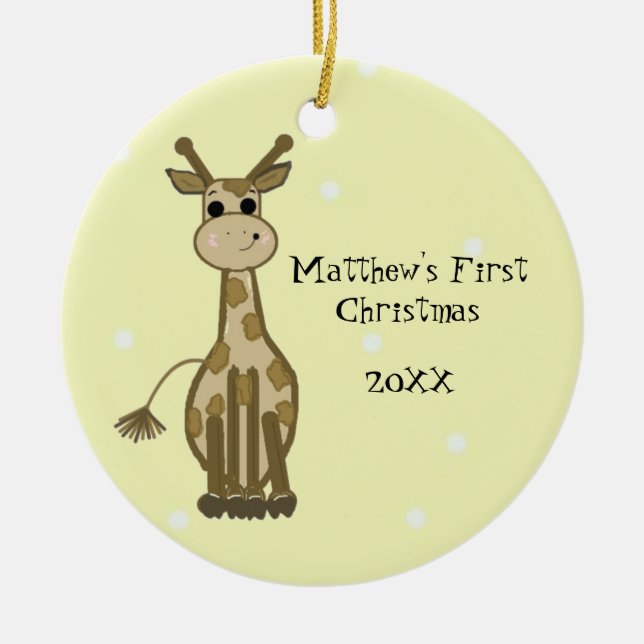 Giraffe Baby First Christmas Ceramic Tree Decoration (Front)