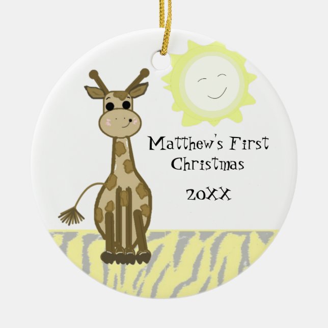 Giraffe Baby First Christmas Ceramic Tree Decoration (Front)