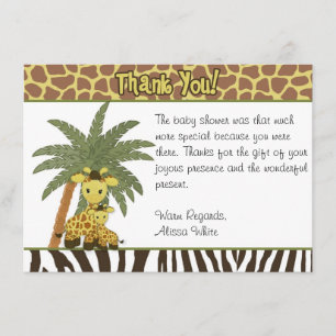 Giraffe Baby Mummy Baby Shower Thank You card FLAT