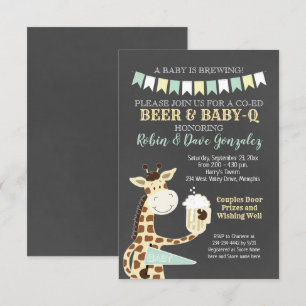 Giraffe Baby-Q Couples Baby Shower Invitation