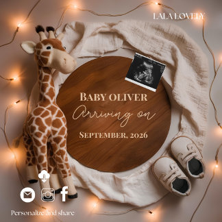  giraffe baby reveal pregnancy announcement card