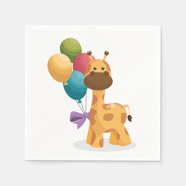 Giraffe Baby Shower Birthday Party Napkin (Front)