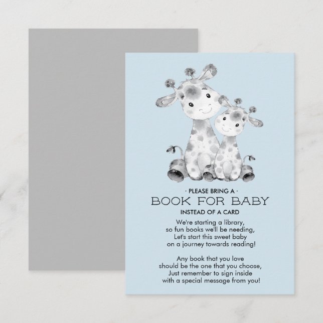 Giraffe Baby Shower Book for Baby Card (Front/Back)