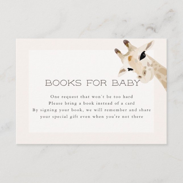 Giraffe Baby Shower Books for Baby Card (Front)
