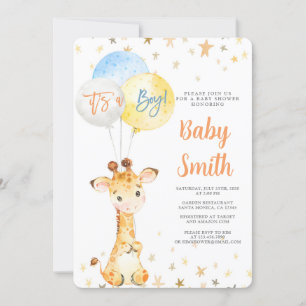 Giraffe Baby Shower Boy Invitation