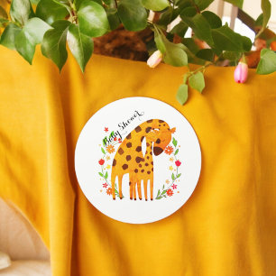 Giraffe Baby Shower Classic Round Sticker