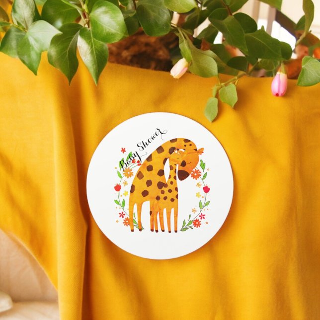 Giraffe Baby Shower Classic Round Sticker (giraffe Baby Shower party theme sticker,birthday party sticker,gift pack,envelope,return gift sticke)