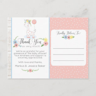 Giraffe Baby Shower Cute Floral Thank You Photo Postcard