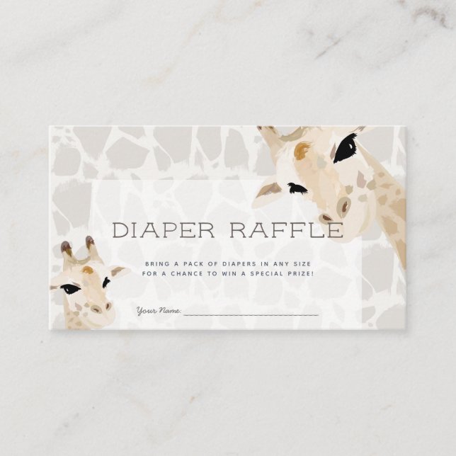 Giraffe Baby Shower Diaper Raffle Ticket Enclosure Card (Front)