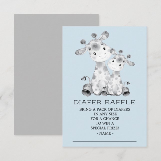 Giraffe Baby Shower Diaper Raffle Ticket Invitation (Front/Back)