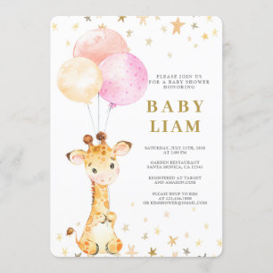 Giraffe Baby Shower girl Invitation